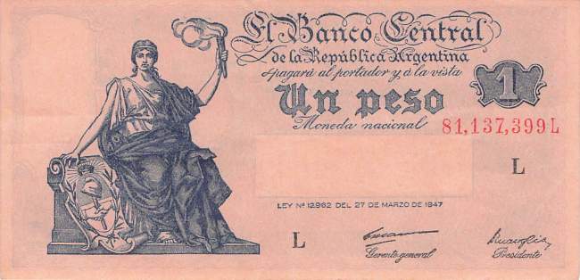 Argentinien p257-2 L 1 Peso 1947
